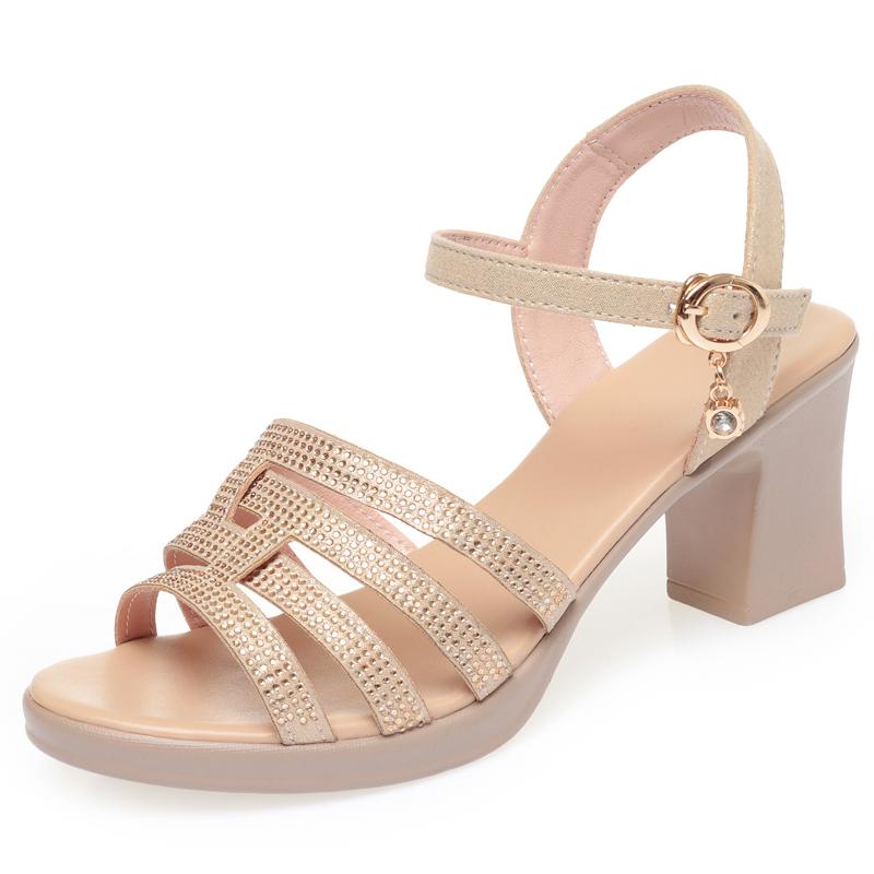 Fashion AIYUQI  Women's Sandals Summer 2025 New Thick Heel High Heels Female Large Size Roman Sandals For Women