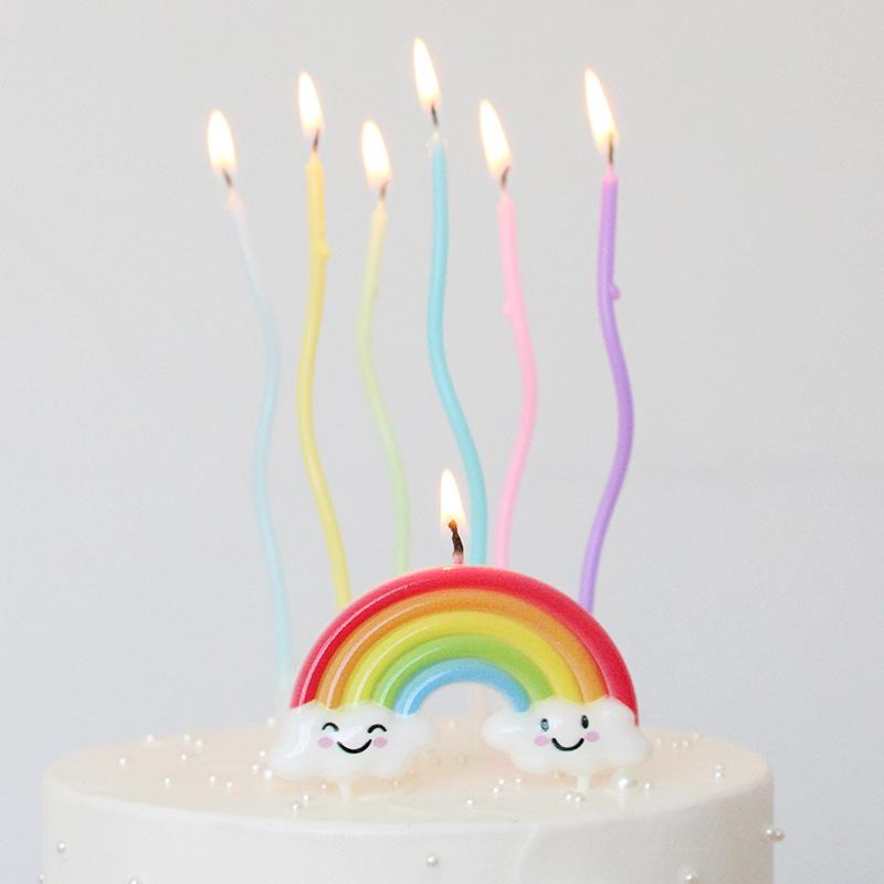 Ins Wind Romance Rainbow Memory Frozen Candle Set Creative Party Baking Like Spiral Colored Candle