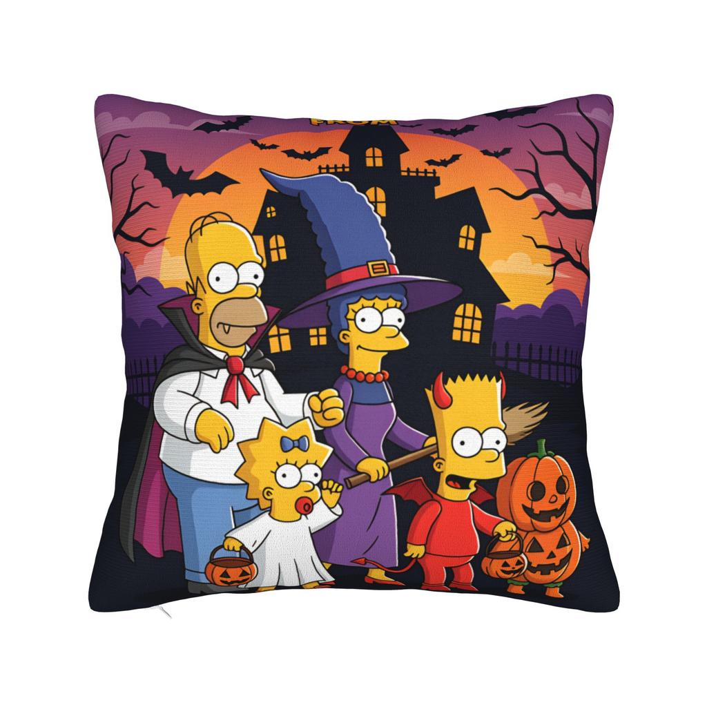 Pillow Cover SSimpsons Family Haunted House Halloween  Vintage Pillow Case For Sofa Bedroom Home Decor Pillowcases