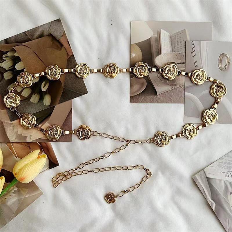 Retro Ethnic Style Metal Bohemian Waist Belt Women Flower Waist Chain Sweater Chain Waist Seal Body Decor Accessories