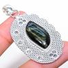 Black Tiger Eye Gemstone Handmade 925 Sterling Silver Jewelry Pendant 2.36"