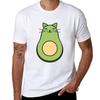 Cute Kitty Avocado Avocato W White Background Tshirt Casual Basic Street Style Tshirt