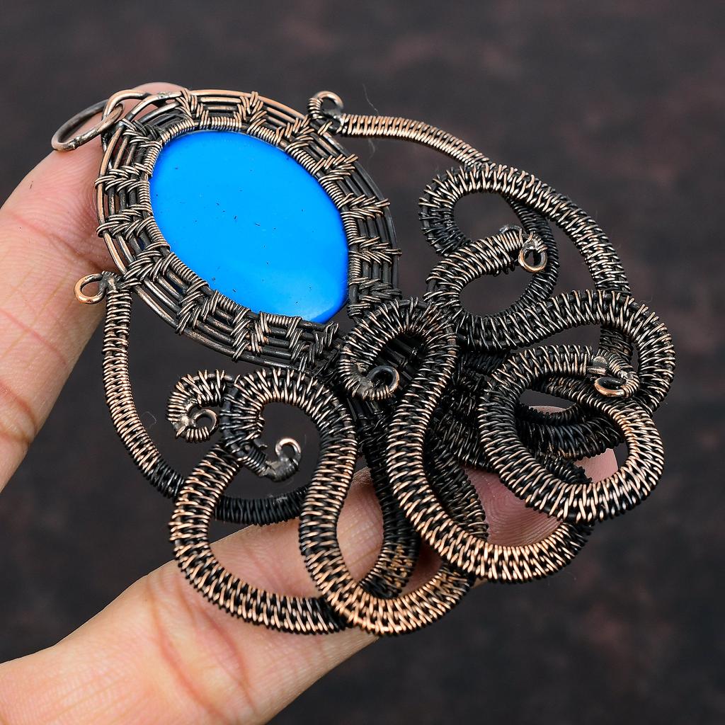 Спящая красавица, бирюзовый кулон, медная проволока, кулон, кулон ручной работы в виде осьминога, медная проволока, обернутая ювелирными изделиями, кулон с драгоценным камнем для подарка