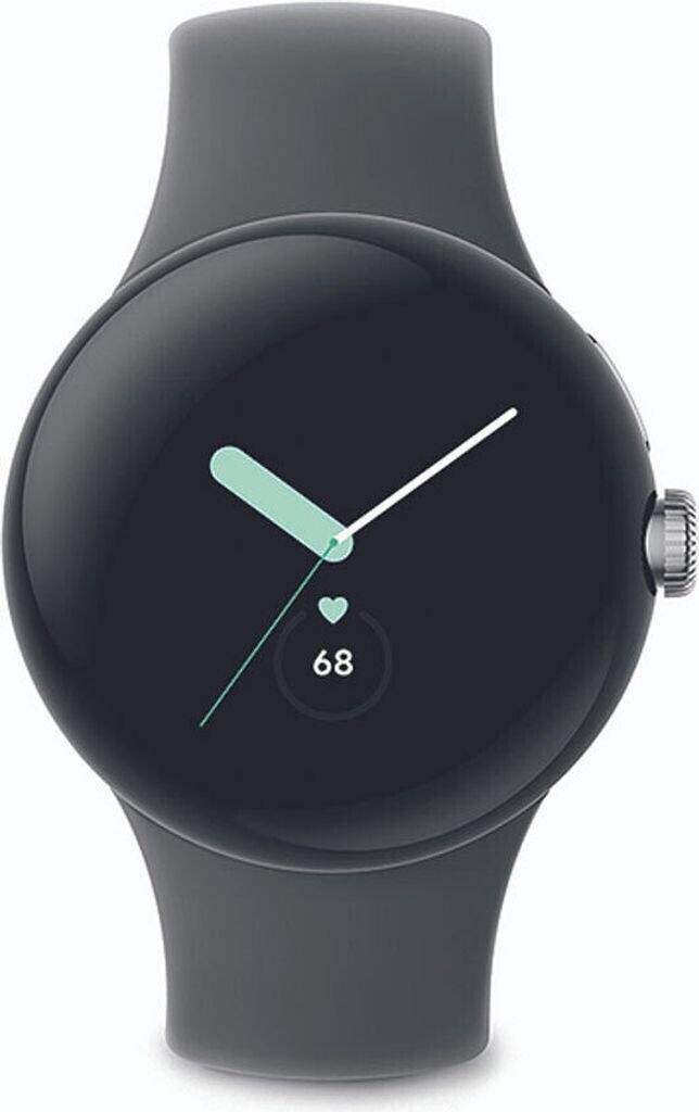Google Pixel Watch Bluetooth Полированный Серебристый Спортивный ремешок Угольный
