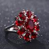 BELLA BOX Лучший бренд темно-красный рубин драгоценный камень в форме цветка обручальное кольцо ювелирные кольца для женщин