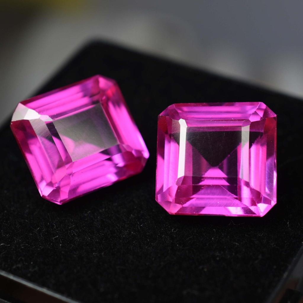 Natural Pink Sapphire Loose Gemstone Square Cut 16.30 ct Pair September Birthday Birthstone