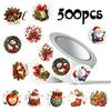 Christmas Scrapbooking Stickers Round Stickers, Santa Claus Snowman And Gingerbread Patterns Print, Man Decals Self Adhesive Holiday Envelope