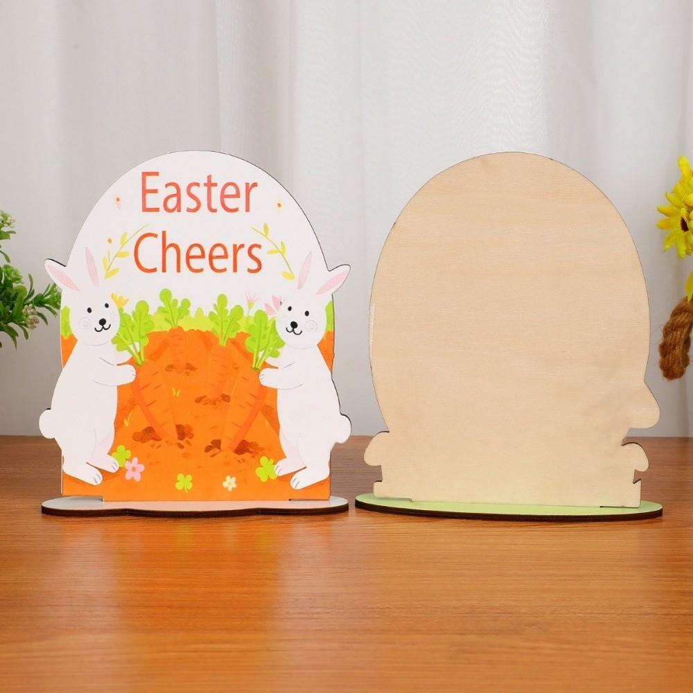 Party Supplies Cartoon Easter Bunny Decor Handmade Colorful Wooden Rabbit Ornaments Standing Bunny Eggs Decor Home Table