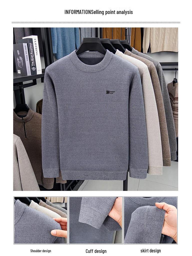 Men’s Winter Mink Velvet Thick Knit Sweater - Round Neck Luxury Casual Pullover