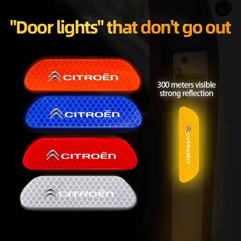 URXE5 4PCS Car Stickers Door Opening Reflective Warning Sticker For Citroen C1 DS3 C2 C3 Vts C4 Saxo C4L C5 C6 C8 Xsara C3-XR Picasso