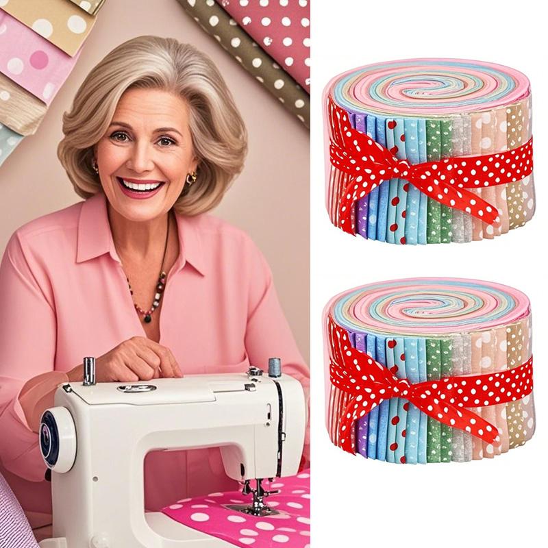 40 шт. Набивные Разноцветные Лоскутные Рулоны Сделай Сам & Квилт Для Начинающих Тканевые Полоски 6.3x50СМ Серия "Горошек" Хлопковая Ткань