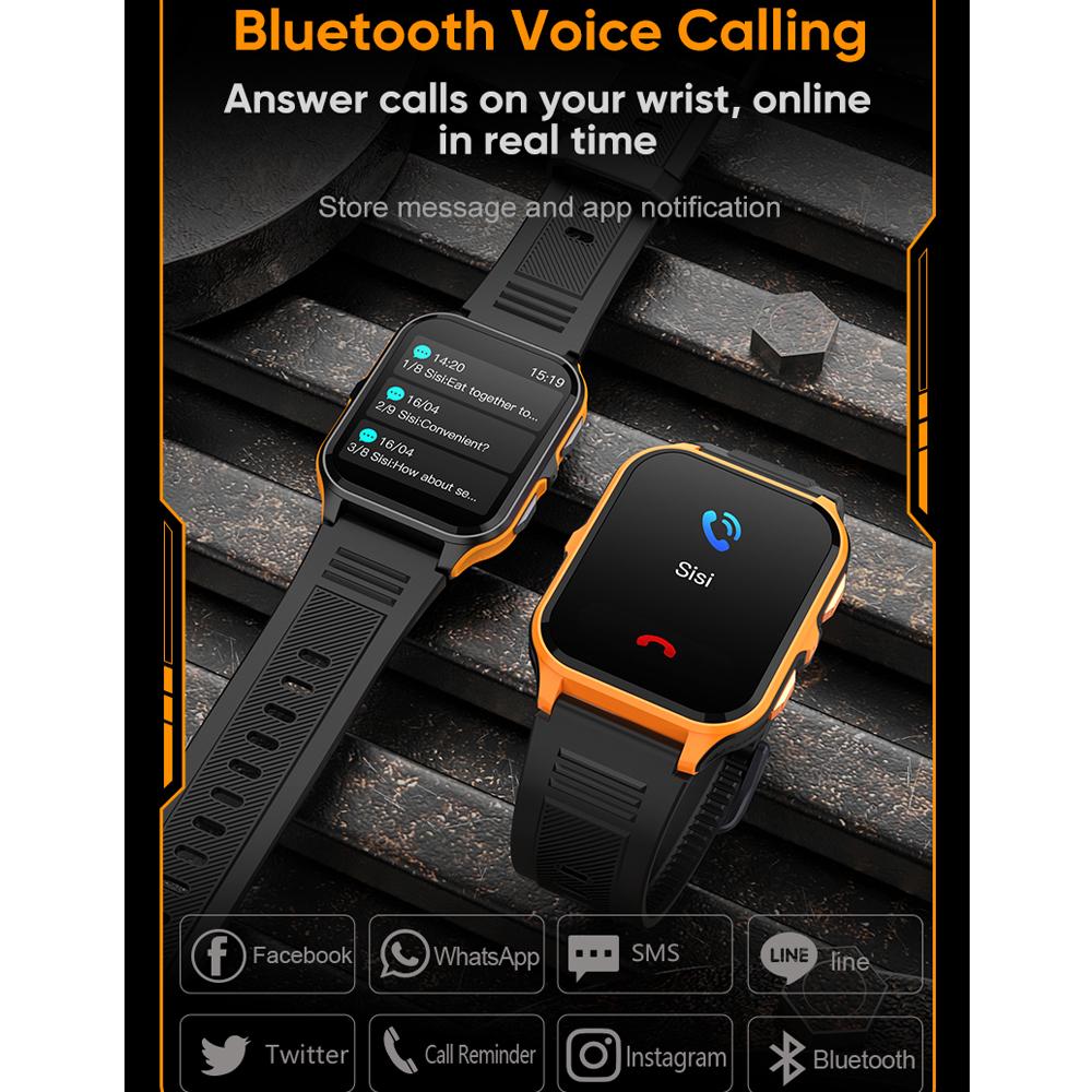YurKem уличные военные умные часы для мужчин Bluetooth вызов кислорода в крови мониторинг артериального давления умные часы IP68 водонепроницаемые спортивные фитнес-часы