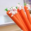 Cartoon Style White Rabbit Eating Radish Shaped Signature Pen