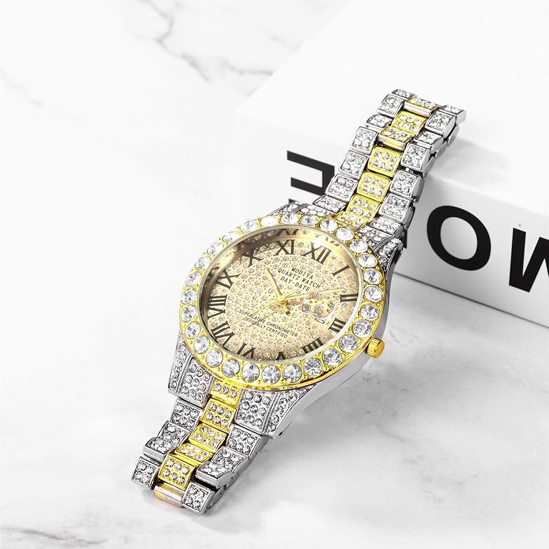 Часы мужские алмазные ромадзи аналоговые: календарь водонепроницаемые кварцевые часы простые Модные модные аксессуары - день рождения годовщина Рождество