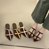 Fashion Ins Trendy Slope Heel Cool Slippers Roman Shoes Women's Shoes Outer Wear 2025 Summer Gold French Sandals High Heels