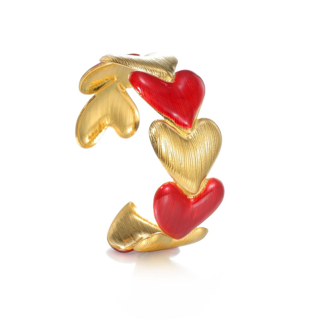 Открытый браслет из нержавеющей стали в форме сердца: Нишевый дизайн в европейском и американском стиле для женщин