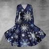 Women's Casual Fashion Christmas Printed Long Sleeve V-Neck Sexy Pocket Dresses