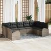 VidaXL 9-piece Garden Sofa Set with Grey Cushions In Poly Rattan 3346199