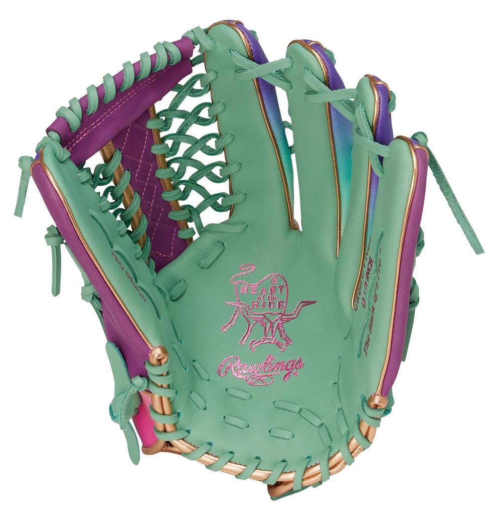 Rawlings Мягкая перчатка для бейсбола HOH UV GAPHIC N6, Бейсбол, БАЗОВАЯ, Перчатка для аутфилдера, GR6HUVN68, Мятный, 12,5 дюймов, Для правши