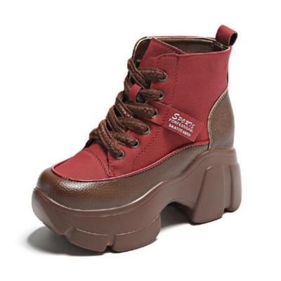 Толстая подошва, подходящая по цвету ретро-цвету, женские ботинки для осени и зимы, новые модные женские высокие ботинки P29