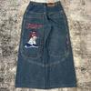 Unisex Y2K Baggy Jeans Gothic American Pocket Printing Denim Gym Jeans 2000s Streetwear Hip Hop Men Women Basketball Pants