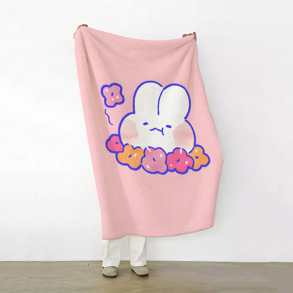 Cartoon meme m mongmong Rabbit meme Throw Soft Warm Flannel Fleece Throw Blanket for Sofa Bed Travel Home