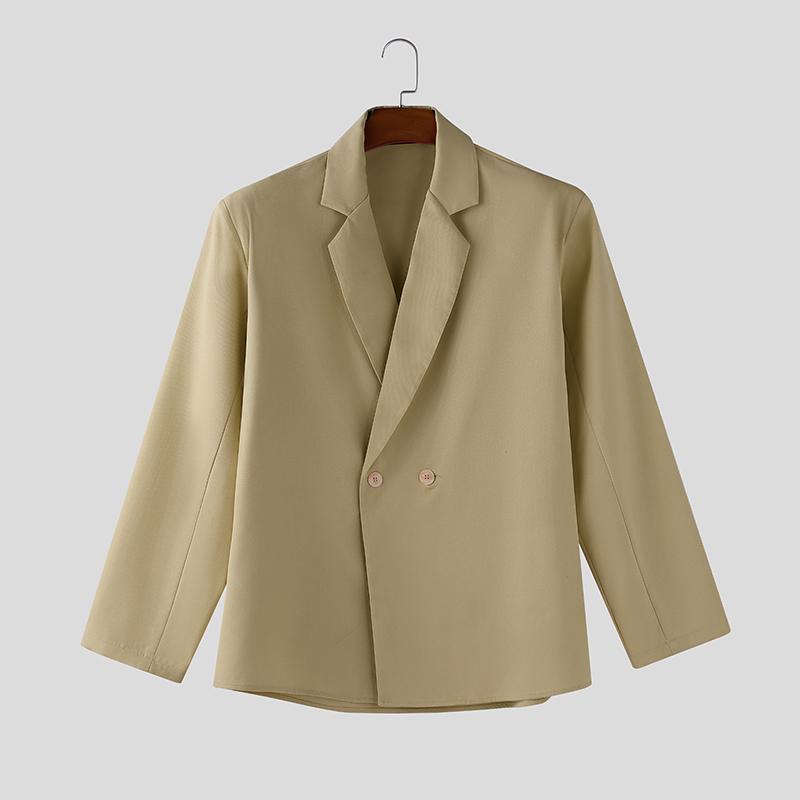 INCERUN Мужские пиджаки с лацканами, длинными рукавами, на одной пуговице, повседневные, свободные, тонкие