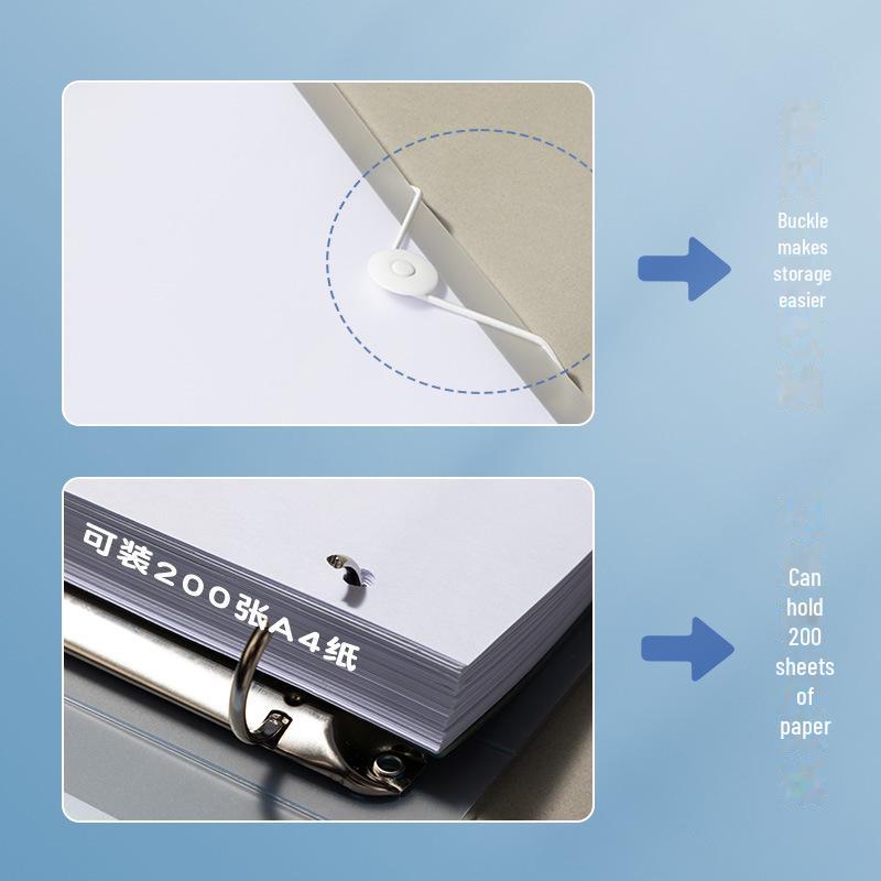 Папка-регистратор формата А4 с четырьмя отверстиями, бумагой для проверки пробивки отверстий и большим объемом для хранения.