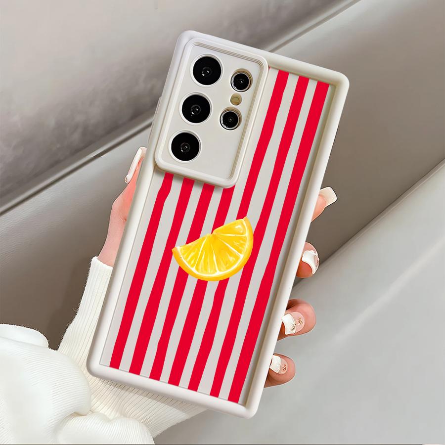 Чехол с лимонным узором в полоску для Samsung Galaxy S26 Ultra S22 S25 S23 FE S21 S24Ultra S25 Edge S24 Plus S20FE