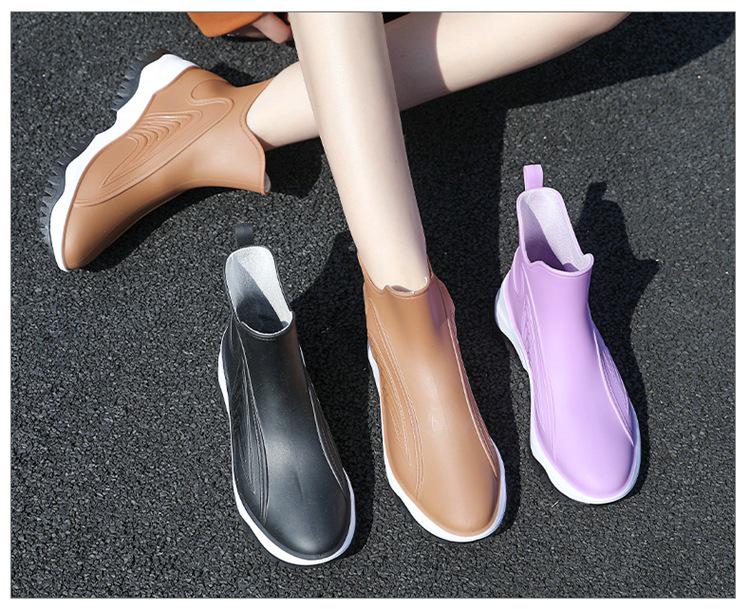Stylish Women's Autumn/Winter Waterproof Short Rain Boots: Non-Slip, Lightweight Rubber Shoes for Car Washing, Shopping, and Kitchen.