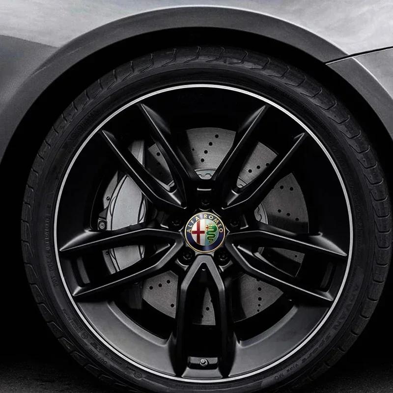 2026 Hot Alfa Romeo 4pcs 56mm Car Wheel Center Hub Caps Stickers Auto Decoration Accessories for Alfa Romeo 4C 159 Spider Giulia
