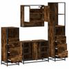 4 Piece Bathroom Furniture Set Smoked Oak Wood Based Material