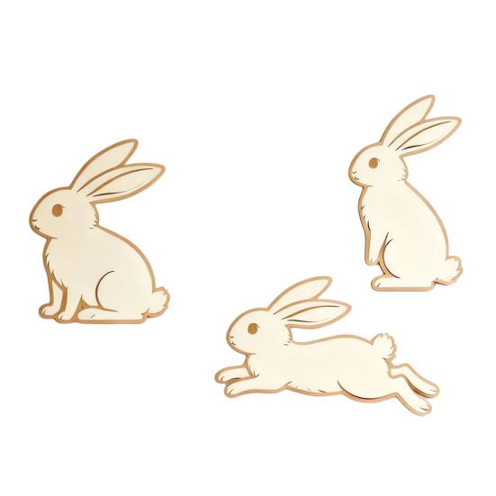 3 шт. Милая наклейка на стену с кроликом Мультяшная пасхальная наклейка на стену с кроликом Деревянные настенные росписи Кролик стена