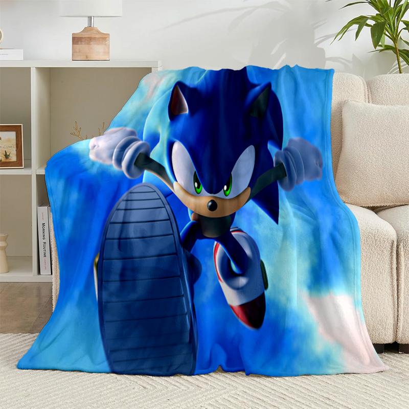 1PC hedgehog Speed Adventure Flannel Blanket Gift, Suitable for Both Men And Women, Soft Ideal for Beds And Sofa, Birthday Or Christmas Gift