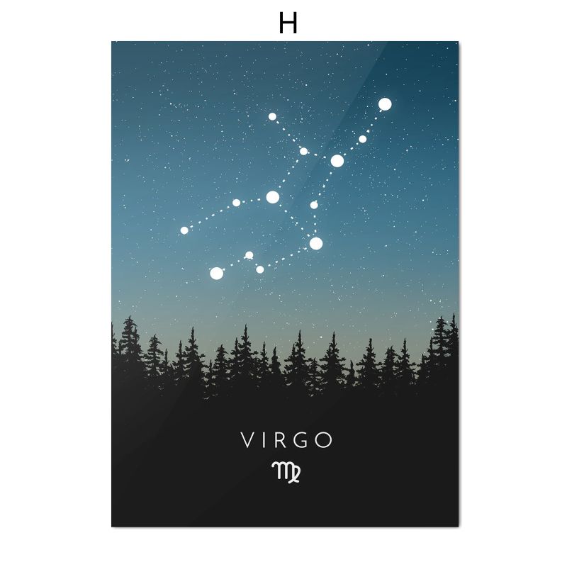 Настенные художественные принты созвездий, знаки зодиака, гороскоп, постер зодиака, астрология, холст, картина, скандинавский домашний декор, изображение для печати