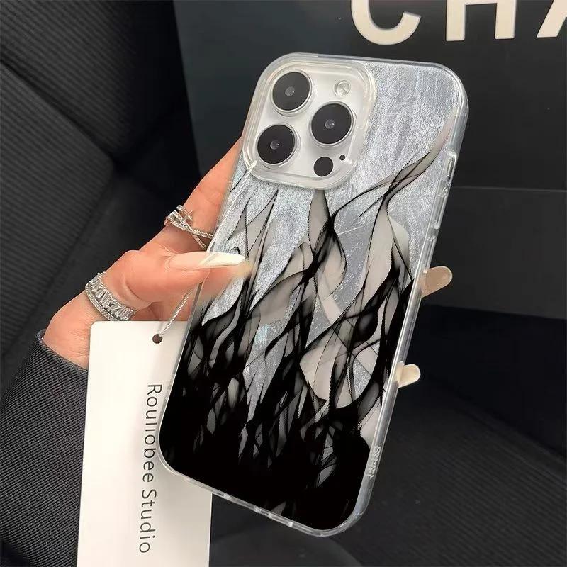 Модный Чехол для Телефона с Огненным Пламенем Для IPhone 17 Air 16 16e 15 14 13 12 11 Pro Max 8 7 Plus Задняя Крышка с Текстурой Шифона