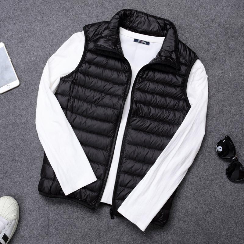 Autumn and Winter Men's Casual Lightweight Down Vest Down Warm Solid Sleeveless Jacket Men's Portable Pocket Vest