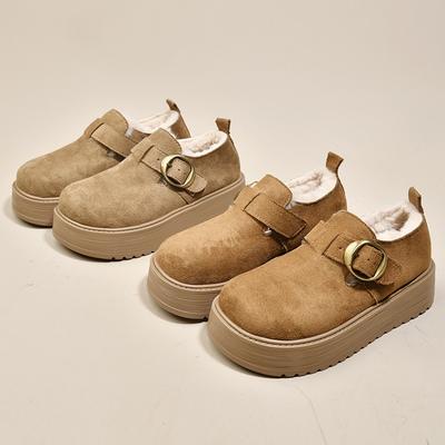 Женские зимние теплые сноубутсы на толстой подошве из бархата, новые хлопковые туфли на одной педали, ленивые туфли-дуду