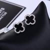 Classic Four-Leaf Clover Earrings Shiny Rhinestone Fashion Earrings Net Red Temperament Earrings Female Earrings