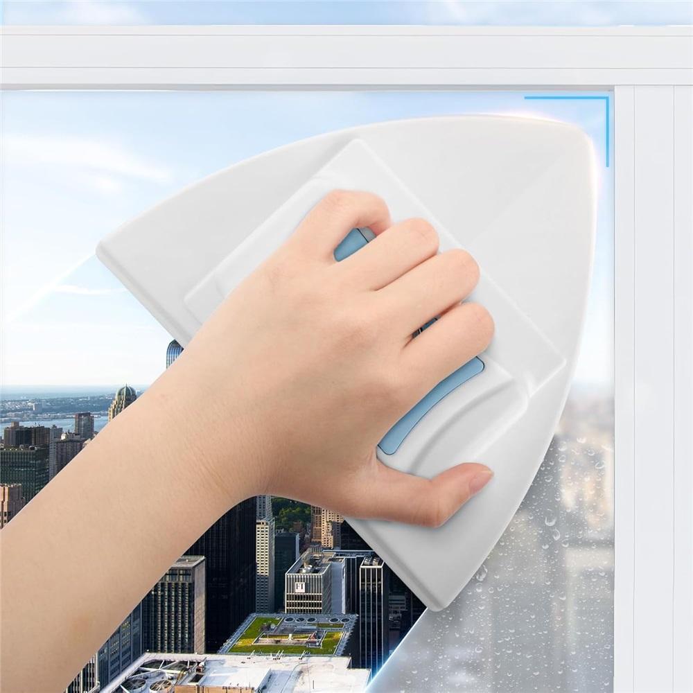 Double-sided magnetic window cleaner, super strong double-layer glass window cleaning device, with easy-grip handle, adjustable demagnetizing cleaner