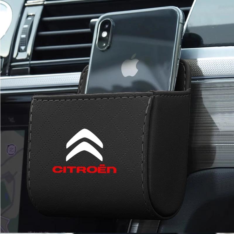 Car Outlet Vent Seat Back Tidy Storage Box PU Leather Coin Bag for Citroen C1 C2 C3 C4 C5 C6 C8 C4L DS3 DS4 DS5 Accessories VG3