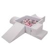 Foam Playground for Kids with Square Ballpit (300 Balls Balls 7cm/2.75in), Lightgrey:pearl/grey/transp/powderpink