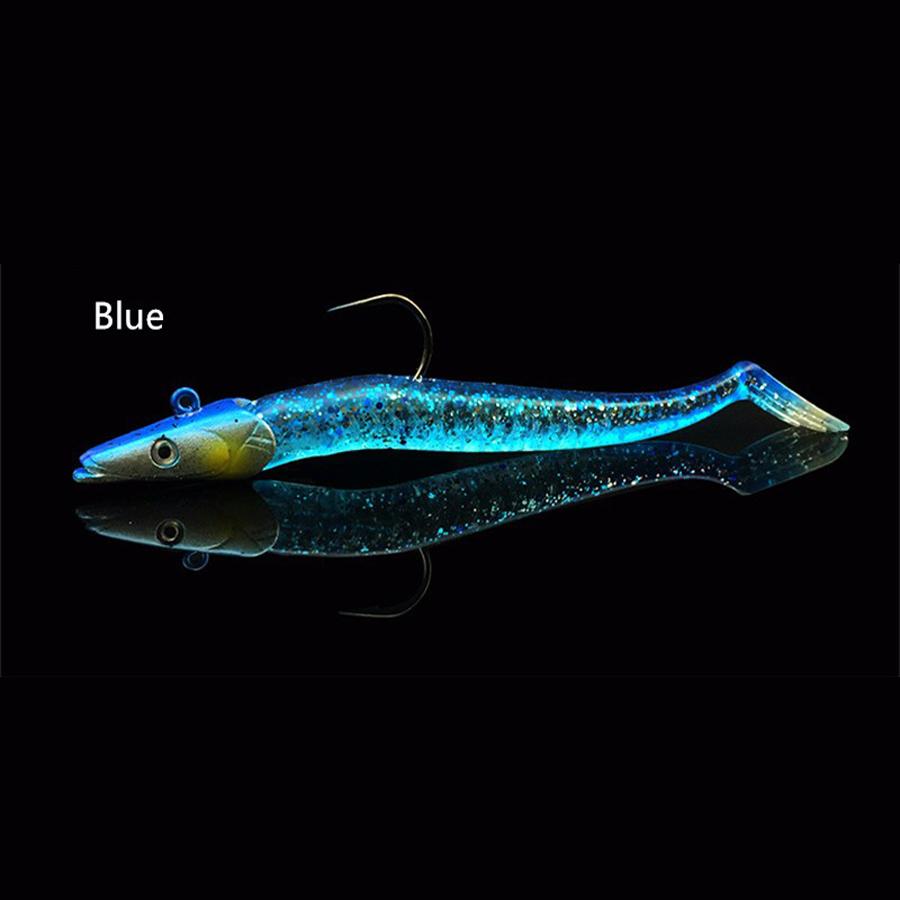 Мягкая приманка Светящаяся Crazy Fish Песчаный угорь Воблерная приманка с джиг-головкой Крючок Силиконовый Морской окунь Щука Кана Рокфишинг Групер Винил Рыбалка 260319