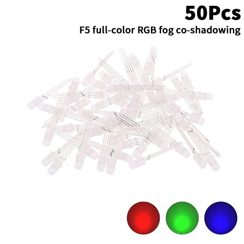 50 ШТ 5 мм Полноцветный Светодиод RGB Красный/Зеленый/Синий Общий Катод/Анод Четырехногий Прозрачный Яркий Цветной Свет 5 мм Диод Цветной