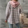 Женская модная широкая клетчатая куртка-рубашка с длинными рукавами и карманами на пуговицах и капюшоном