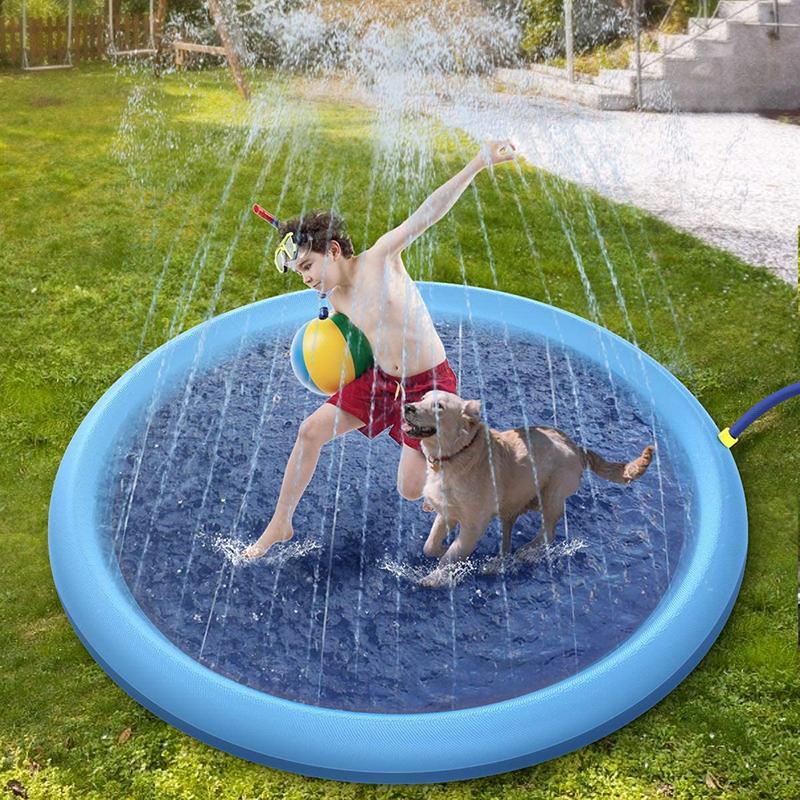 Pet Sprinkler Pad Inflatable Water Spray Pad Play Cooling Mat Swimming Pool Mat Tub Summer Cool Dog Bathtub