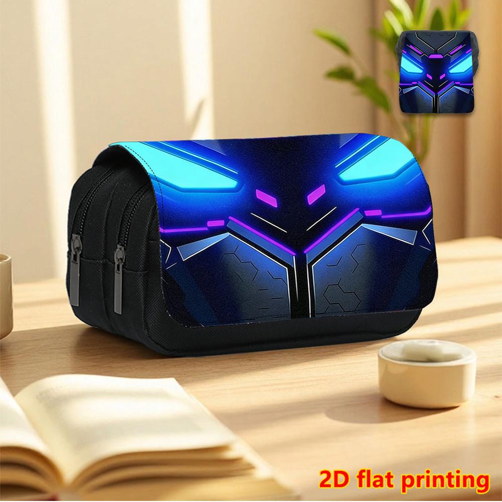1pc Cyber-Themed Double-Layer Flip-Top Pencil Case Suitable for School & Travel - Large Capacity Multi-Functional Organizer with Tech, Portable Storag