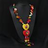 Богемное цветное кокосовое ожерелье, праздничный стиль, длинная деревянная ручная работа, цепочка для свитера, женские аксессуары