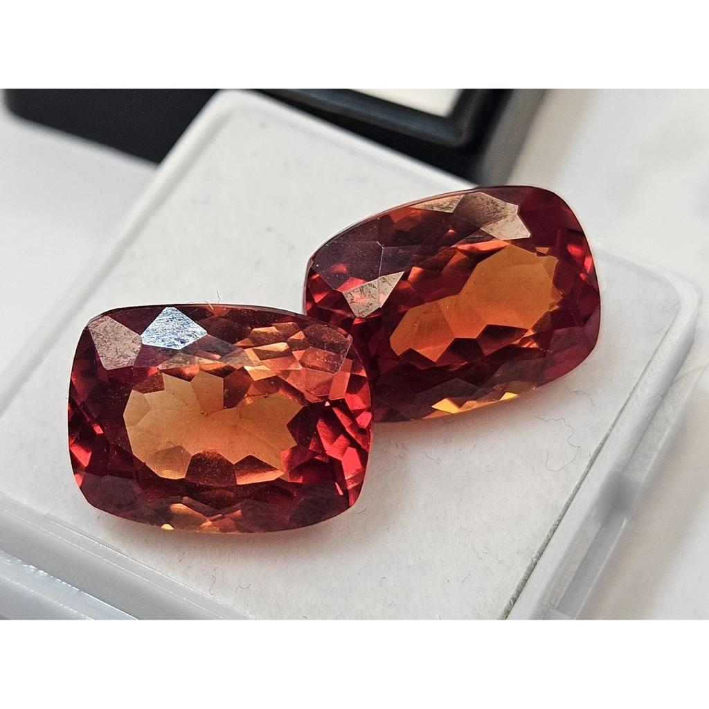 18 Ct Natural Padparadscha Sapphire For Earring Making Cushion Cut Pair