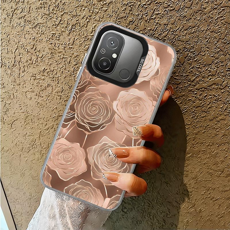 Beautiful Rose Gold Art Shockproof Phone Case for Xiaomi Poco X7 X6 X5 X3 Pro F7 Ultra M8 Redmi 15C 15 14C 13C 12C 10C 13 12 10